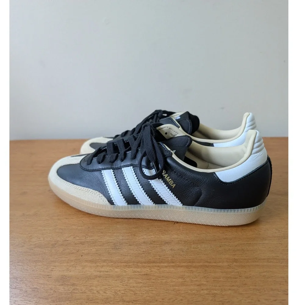 Adidas Samba OG Black White Gum Leather Sneakers B75807 Mens 9 US